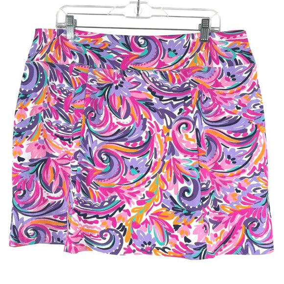 Ibkul Golf Skort Skirt XL Multicolored Swirl Printed Colorful Athletic SS-2098 - Picture 1 of 7